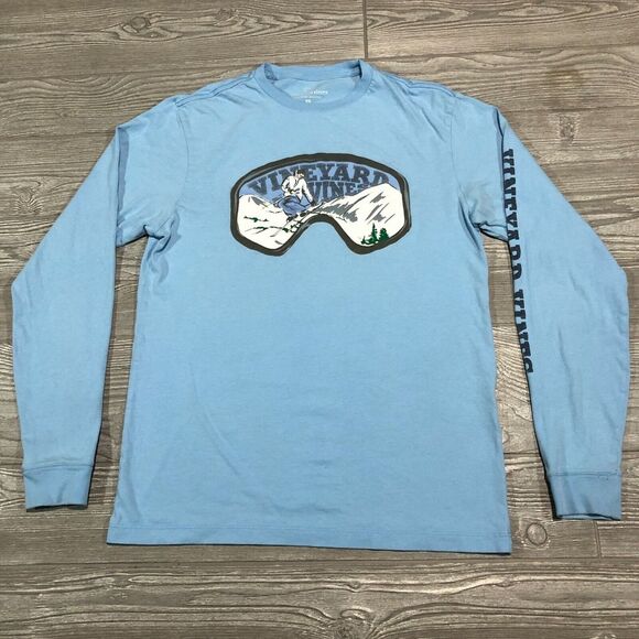 Vineyard Vines Other - Vineyard‎ Vines Shirt Mens XS Blue Long Sleeve Ski Skiing Spell out Tee 4710